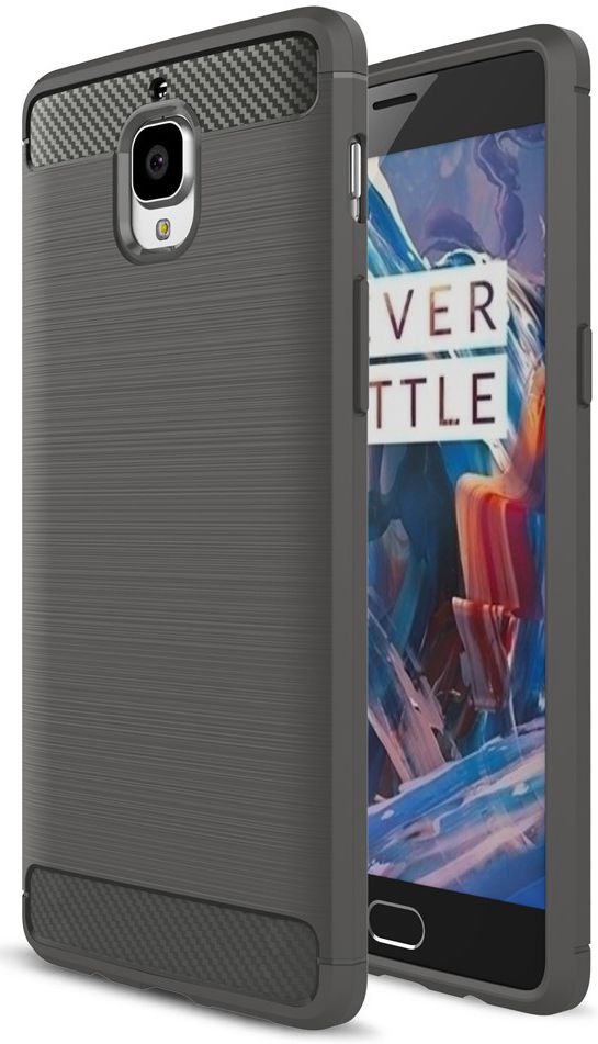 Geborsteld OnePlus 3T / 3 Backcover Armor Hoesje TPU Grijs afbeelding 1