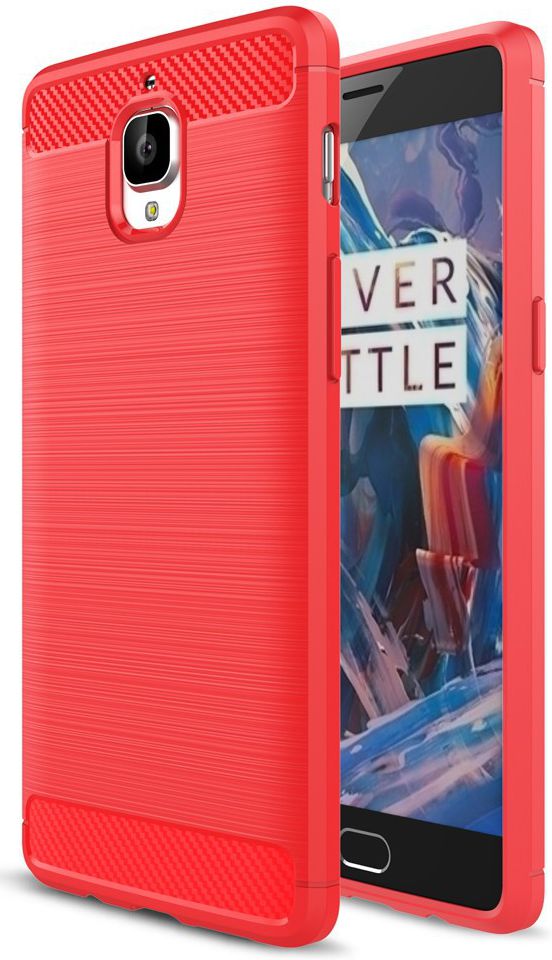 Geborsteld OnePlus 3T / 3 Backcover Armor Hoesje TPU Rood afbeelding 1