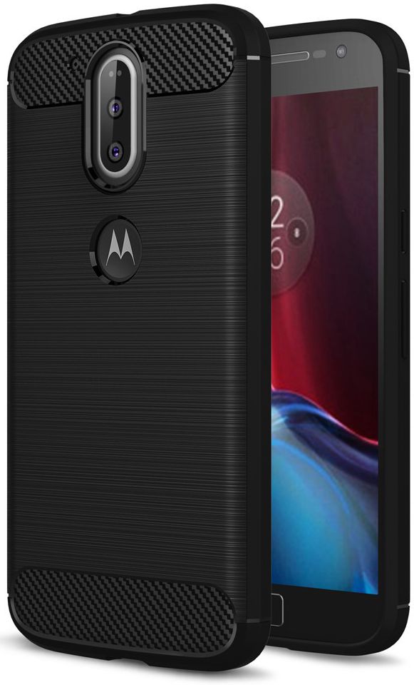 Motorola Moto G4 Geborsteld TPU Hoesje Zwart afbeelding 1