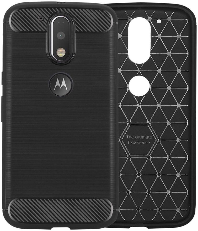 Motorola Moto G4 Geborsteld TPU Hoesje Zwart afbeelding 4
