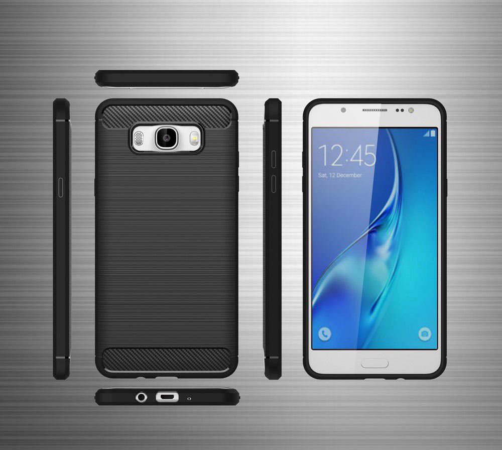 Samsung Galaxy J7 (2016) Geborsteld TPU Hoesje Zwart afbeelding 7
