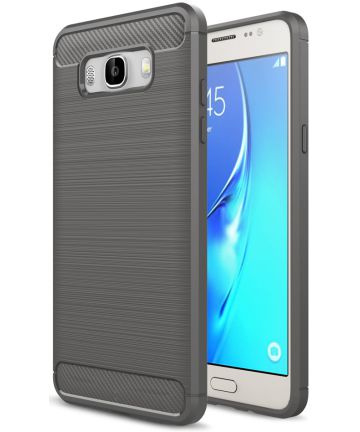 Samsung Galaxy J7 (2016) Geborsteld TPU Hoesje Grijs Hoesjes