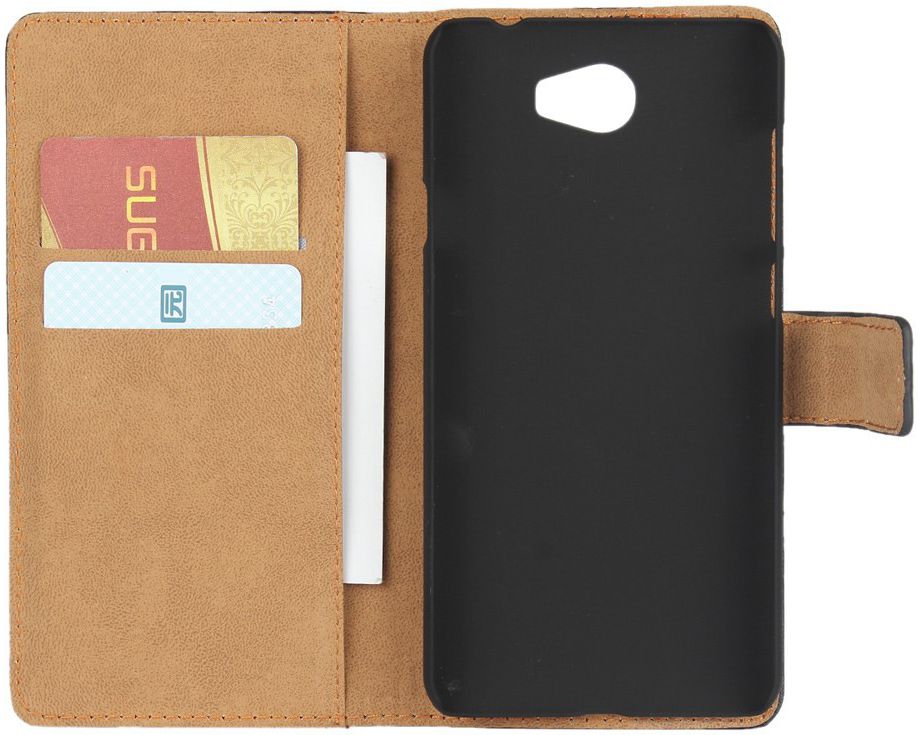 Echt lederen Huawei Y6 II Compact Hoesje Zwart afbeelding 3