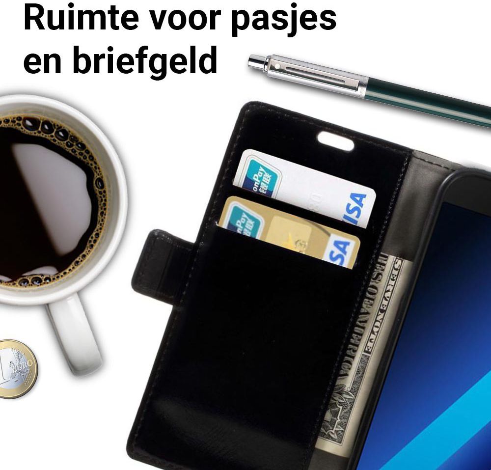 Samsung Galaxy A5 (2017) Stijlvol Portemonnee Hoesje Zwart afbeelding 2