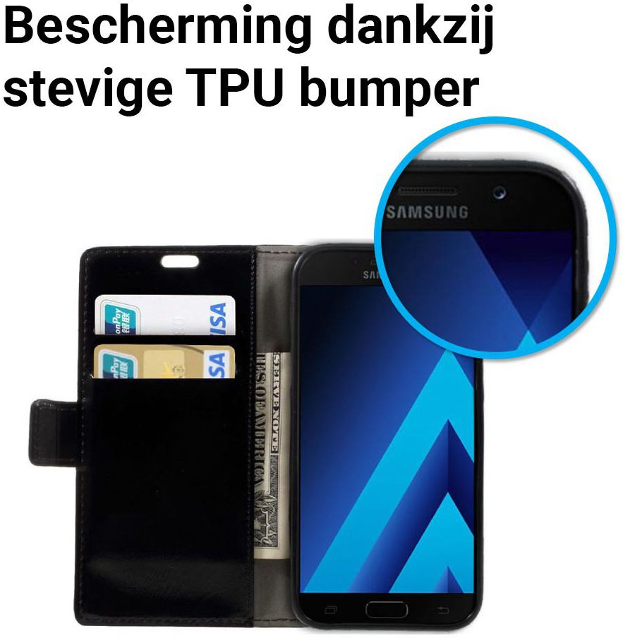 Samsung Galaxy A5 (2017) Stijlvol Portemonnee Hoesje Zwart afbeelding 4