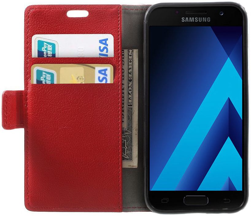 Samsung Galaxy A3 (2017) Stijlvol Portemonnee Hoesje Rood afbeelding 1