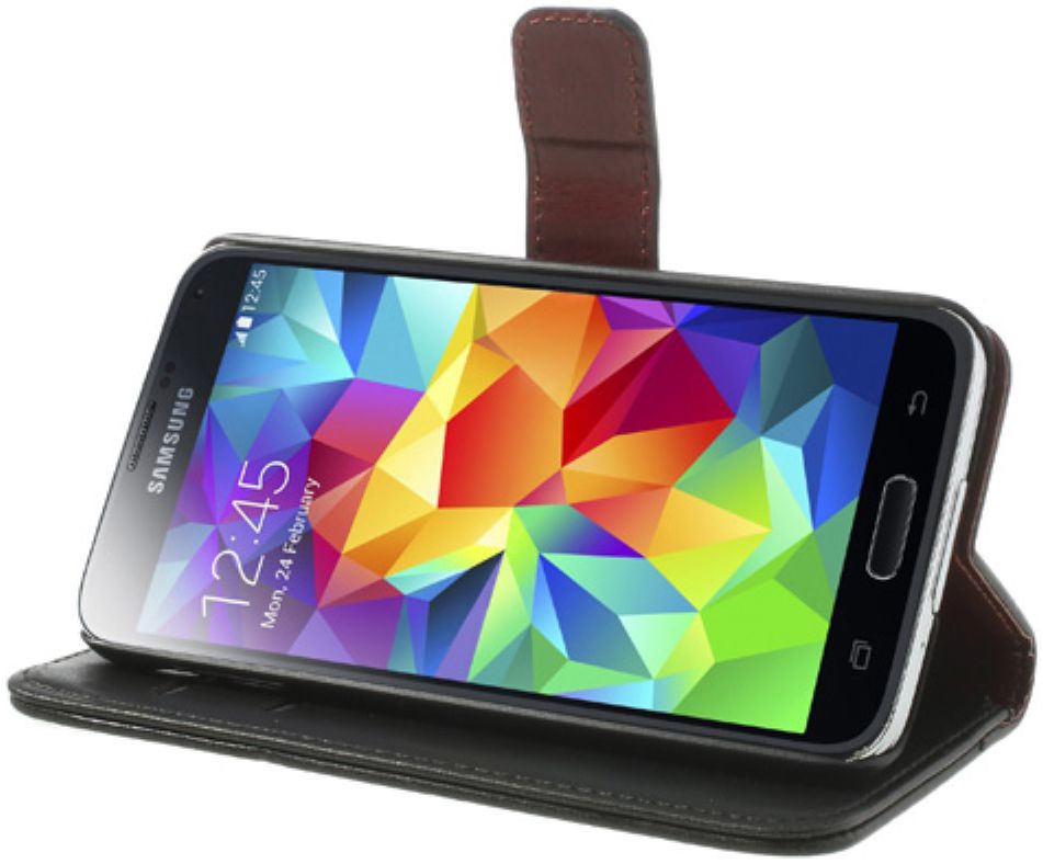 Samsung Galaxy S5 Portemonnee Stand Hoesje Zwart afbeelding 2