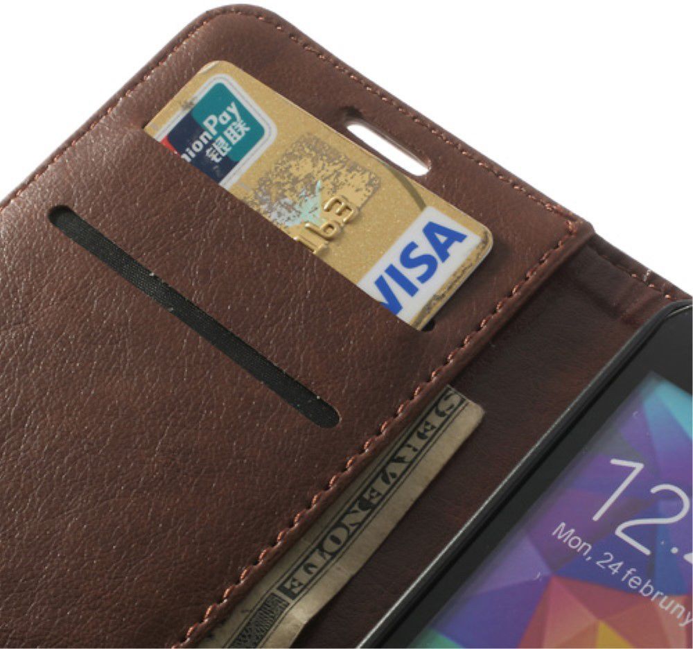 Samsung Galaxy S5 Portemonnee Stand Hoesje Bruin afbeelding 4