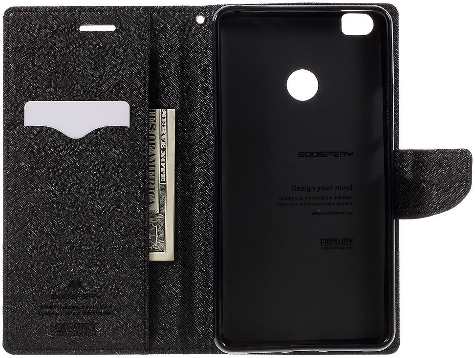 Mercury Goospery Wallet Hoesje Xiaomi Mi Max Zwart afbeelding 10