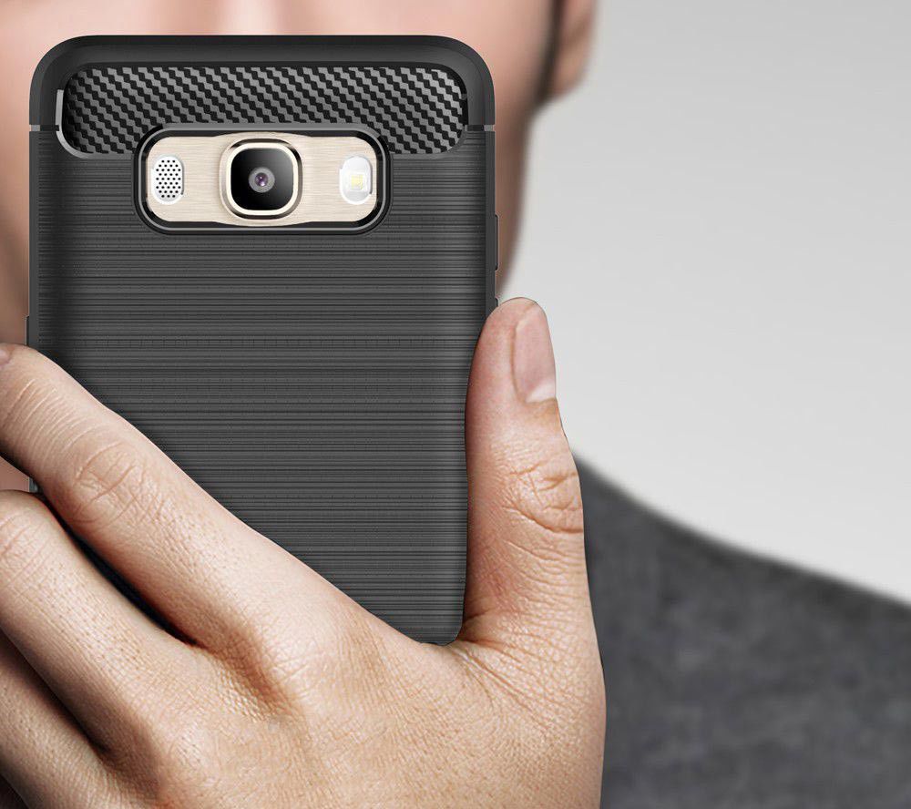 Samsung Galaxy J5 (2016) Geborsteld TPU Hoesje Zwart afbeelding 5