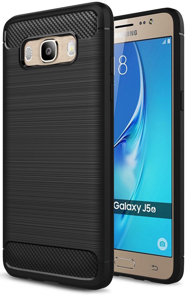 Samsung Galaxy J5 (2016) Geborsteld TPU Hoesje Zwart afbeelding 1