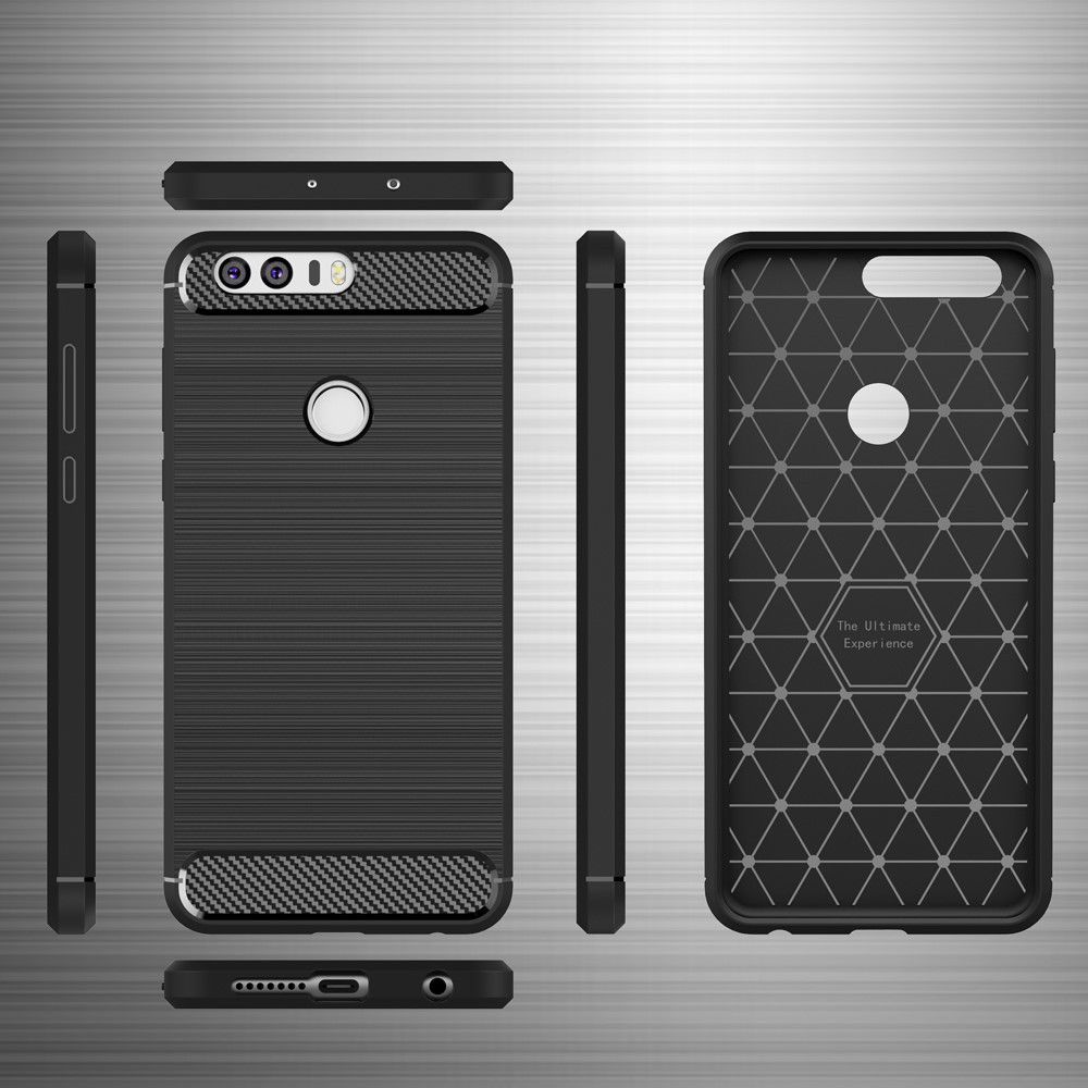 Honor 8 Geborsteld TPU Hoesje Zwart afbeelding 8