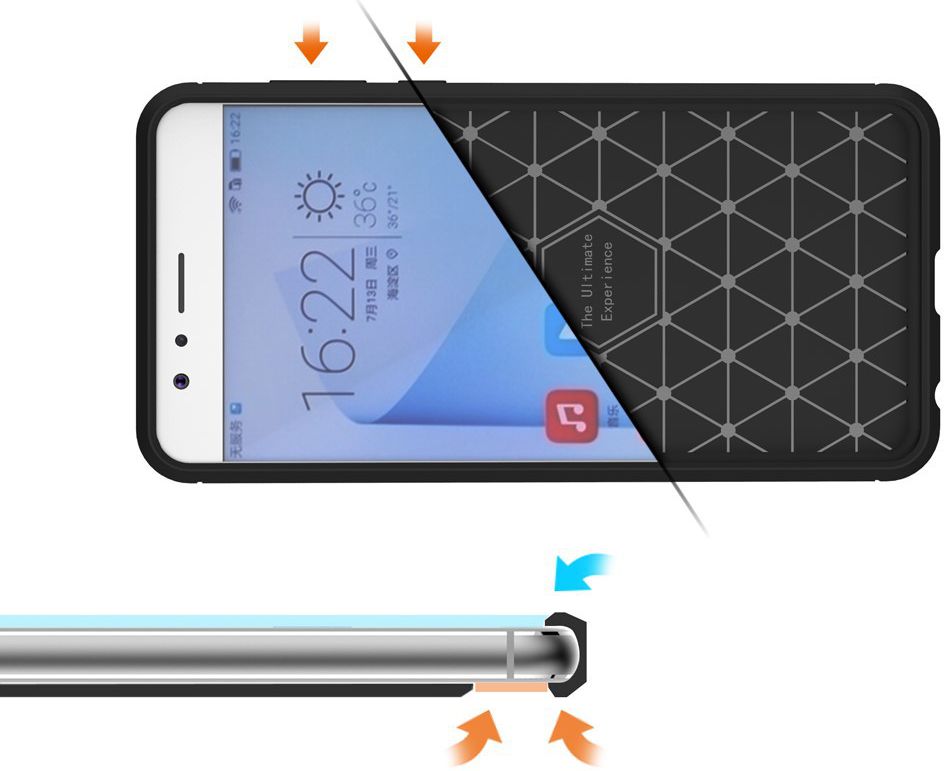 Honor 8 Geborsteld TPU Hoesje Zwart afbeelding 9