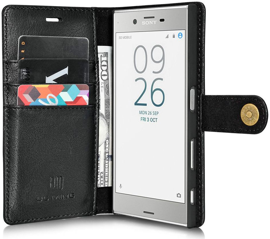 Sony Xperia XZ / XZs Echt Leren Portemonnee Hoesje Zwart afbeelding 1