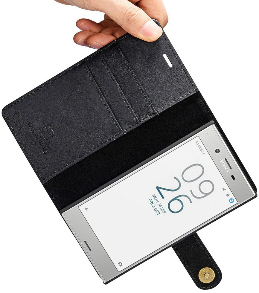 Sony Xperia XZ / XZs Echt Leren Portemonnee Hoesje Zwart afbeelding 13