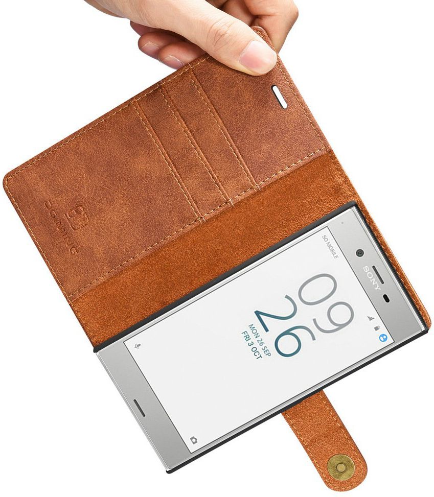 Sony Xperia XZ / XZs Echt Leren Portemonnee Hoesje Bruin afbeelding 12
