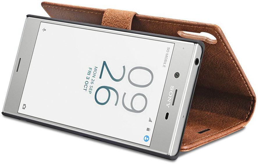 Sony Xperia XZ / XZs Echt Leren Portemonnee Hoesje Bruin afbeelding 2
