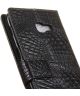 Samsung Galaxy A5 (2017) Portemonnee Hoesje Krokodil Structuur Zwart