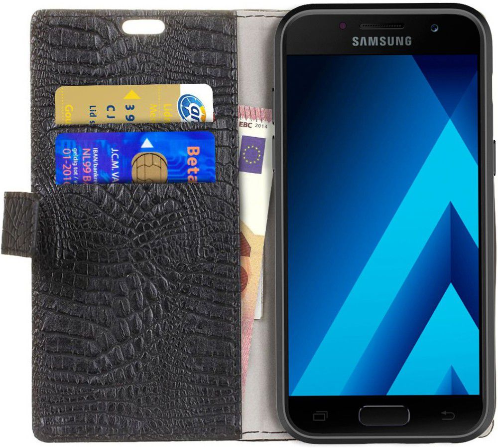 Samsung Galaxy A5 (2017) Portemonnee Hoesje Krokodil Structuur Zwart afbeelding 1