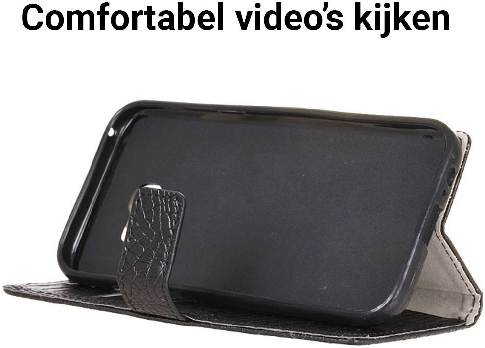 Samsung Galaxy A5 (2017) Portemonnee Hoesje Krokodil Structuur Zwart afbeelding 4