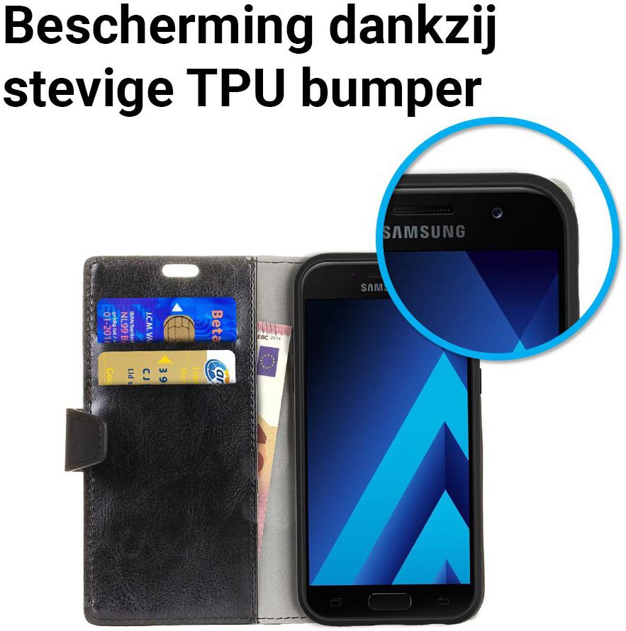 Samsung Galaxy A5 (2017) Hoesje met Kaarthouder Zwart afbeelding 5