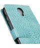 Alcatel Pixi 4 (5) Portemonnee Hoesje Krokodil Textuur Blauw