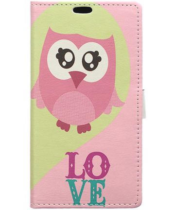 Alcatel Pixi 4 (4) portemonnee hoesje met print Love Owl Hoesjes