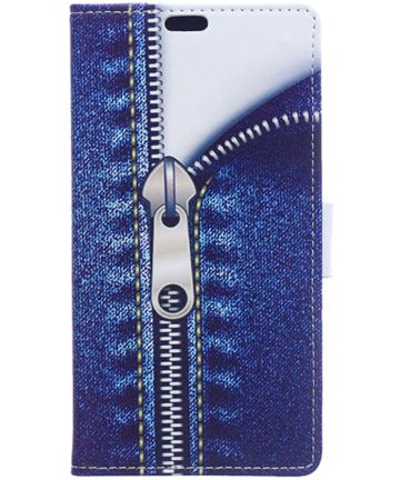 Alcatel Pixi 4 (4) portemonnee hoesje met print Denim Hoesjes