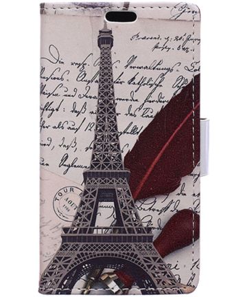 Alcatel Idol 4 portemonnee hoesje met print Eiffeltoren Brief Hoesjes