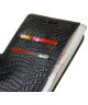 HTC 10 Portemonnee Hoesje Krokodil Textuur Zwart