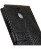 HTC 10 Portemonnee Hoesje Krokodil Textuur Zwart