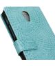 Alcatel POP 4+ Portemonnee Hoesje Krokodil Textuur Blauw
