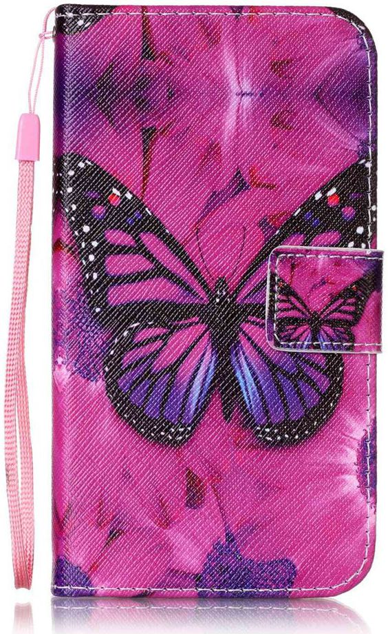 Huawei Y6 2 Compact Portemonnee Purple Butterfly afbeelding 1