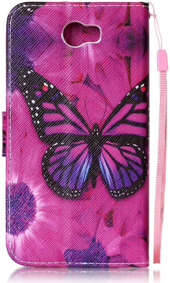 Huawei Y6 2 Compact Portemonnee Purple Butterfly afbeelding 2
