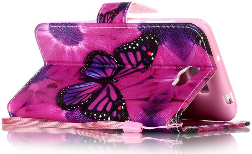 Huawei Y6 2 Compact Portemonnee Purple Butterfly afbeelding 4