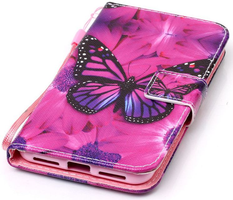 Huawei Y6 2 Compact Portemonnee Purple Butterfly afbeelding 5