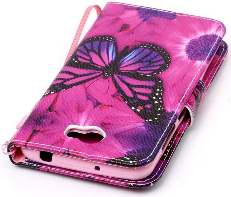 Huawei Y6 2 Compact Portemonnee Purple Butterfly afbeelding 6
