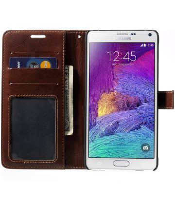 Samsung Galaxy Note 4 Wallet Case Bruin Hoesjes