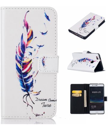 Huawei P9 Lite Portemonnee Hoesje Feathers Hoesjes