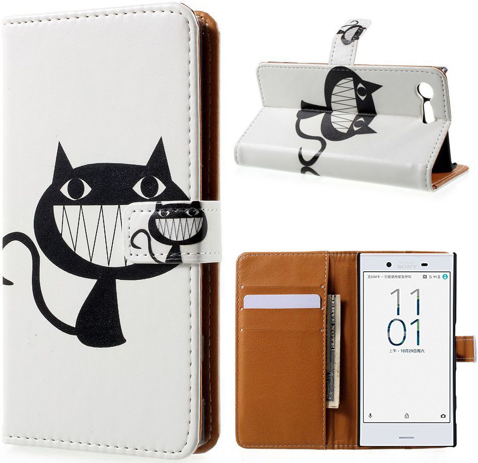 Sony Xperia X Compact Portemonnee Hoesje Cool Cat afbeelding 1