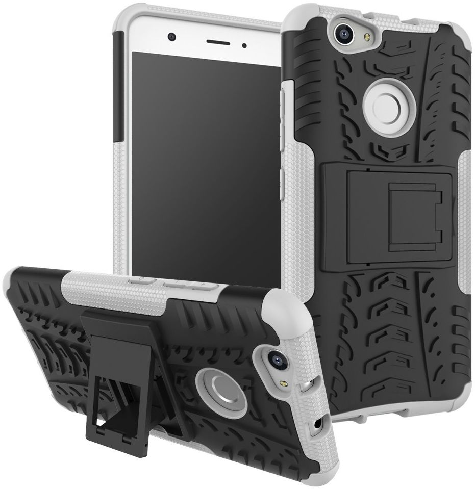 Hybride Huawei Nova Back Cover Stand Wit / Zwart GSMpunt.nl