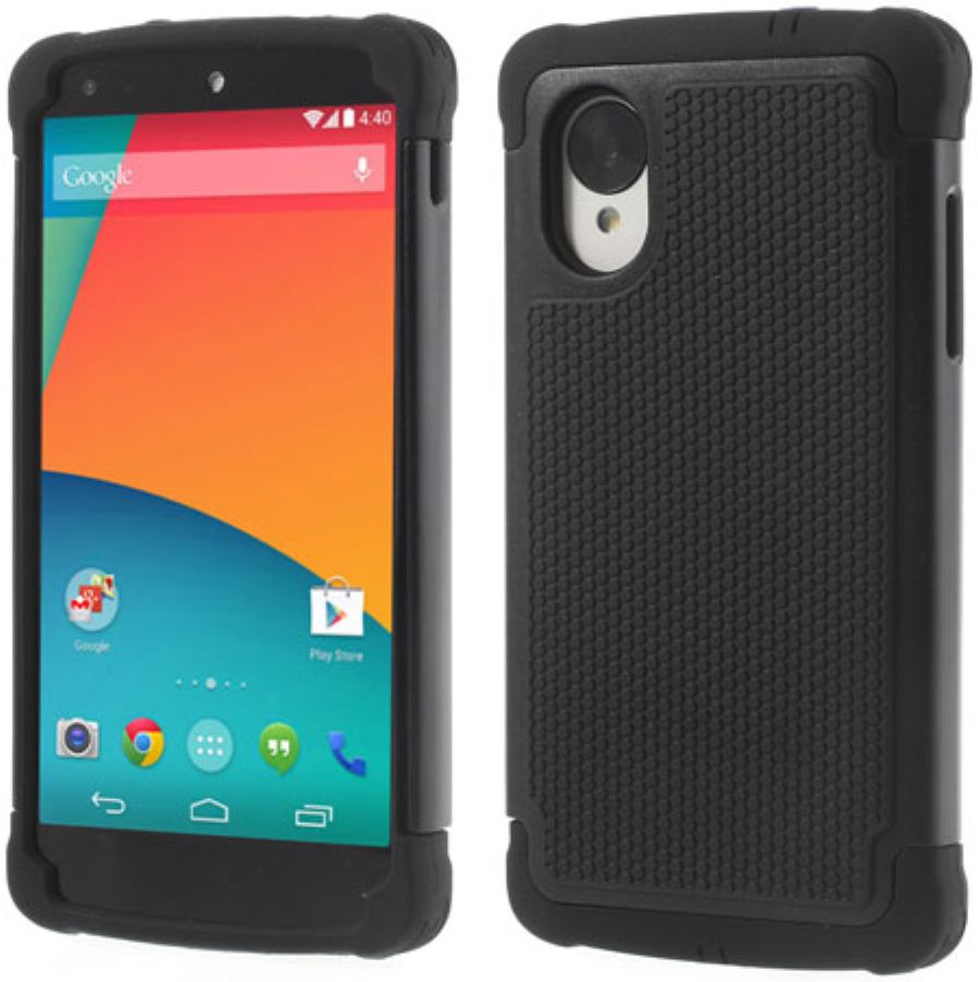 LG Google Nexus 5 Hybride Back Cover Zwart afbeelding 1