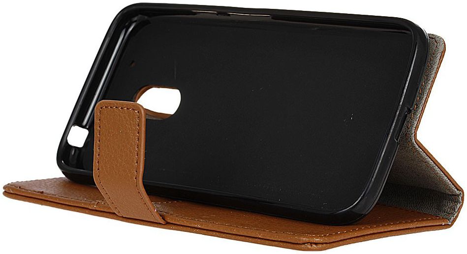 Motorola Moto G4 Play Portemonnee Hoesje Litchi Grain Bruin afbeelding 3
