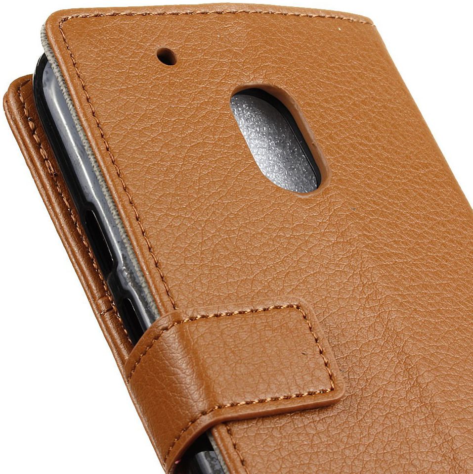 Motorola Moto G4 Play Portemonnee Hoesje Litchi Grain Bruin afbeelding 5