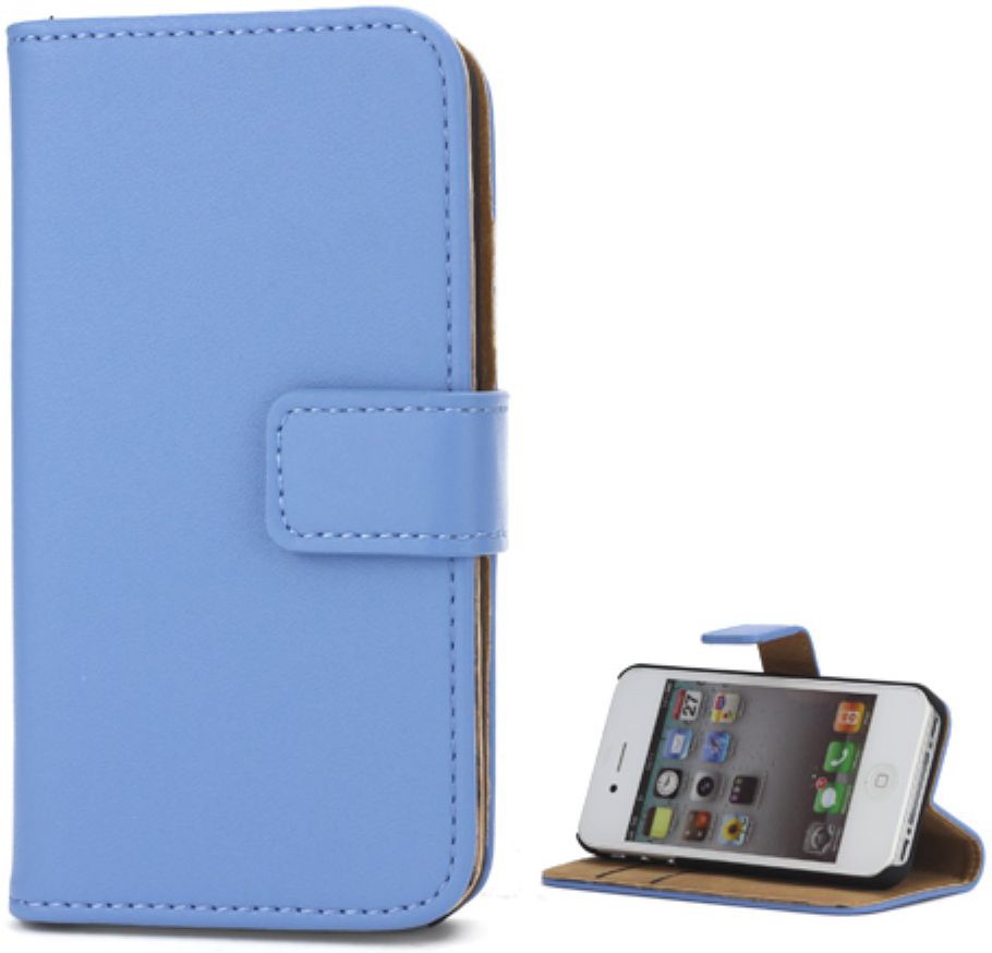 Apple iPhone 4(S) Lederen Hoesje Blauw afbeelding 1