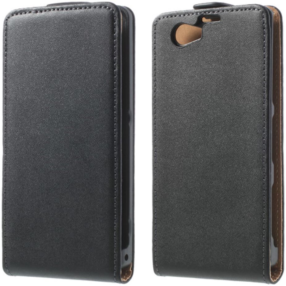 Echt Leren Verticale Sony Xperia Z1 Compact Flip Hoesje afbeelding 1