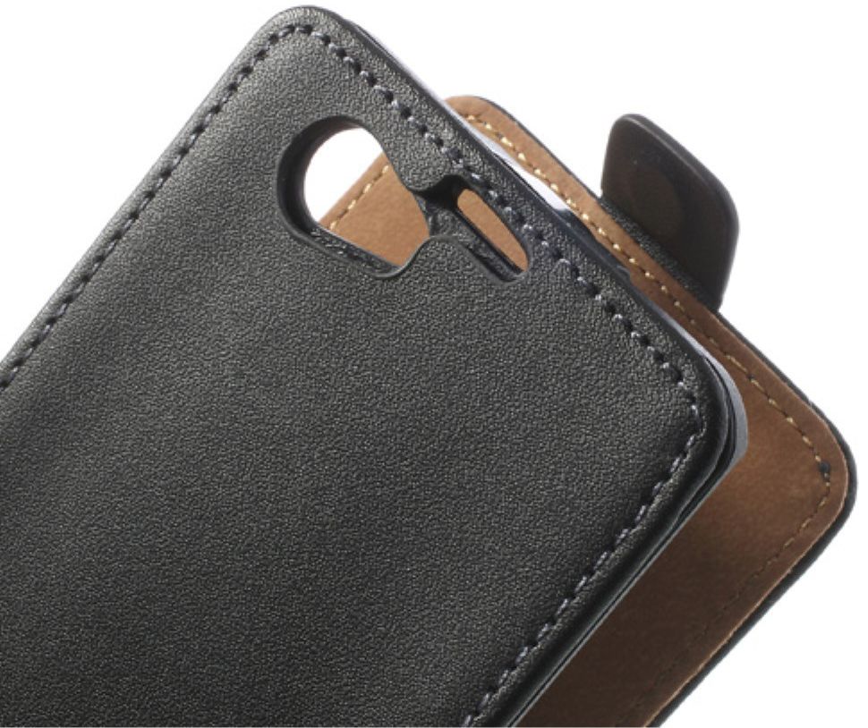 Echt Leren Verticale Sony Xperia Z1 Compact Flip Hoesje afbeelding 5