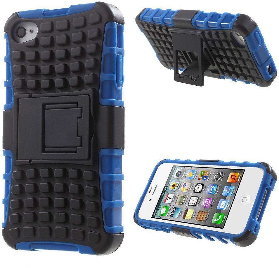 Hybride Apple iPhone 4 / 4S Back Cover Blauw afbeelding 1