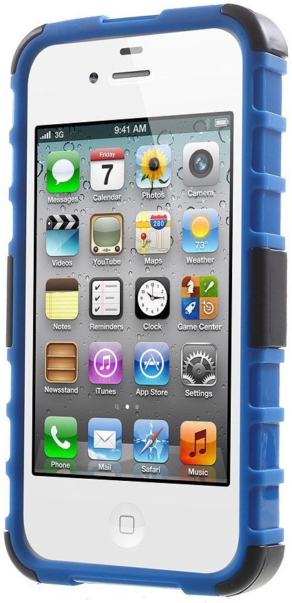 Hybride Apple iPhone 4 / 4S Back Cover Blauw afbeelding 2