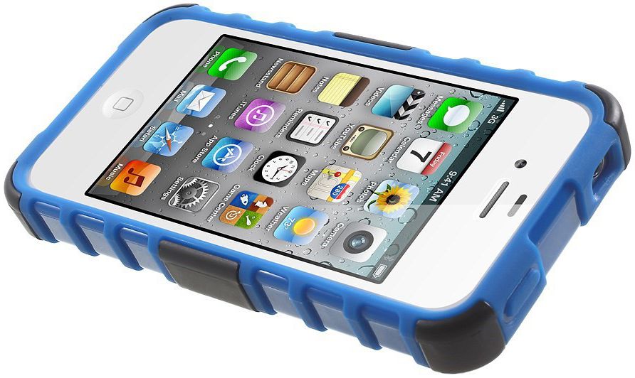 Hybride Apple iPhone 4 / 4S Back Cover Blauw afbeelding 4